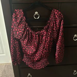 Michael Kors Silk Pink and Black Patterned Blouse